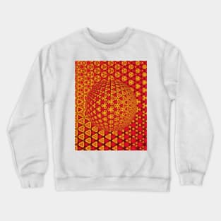 red and yellow mesh over spherical 3d surface Crewneck Sweatshirt